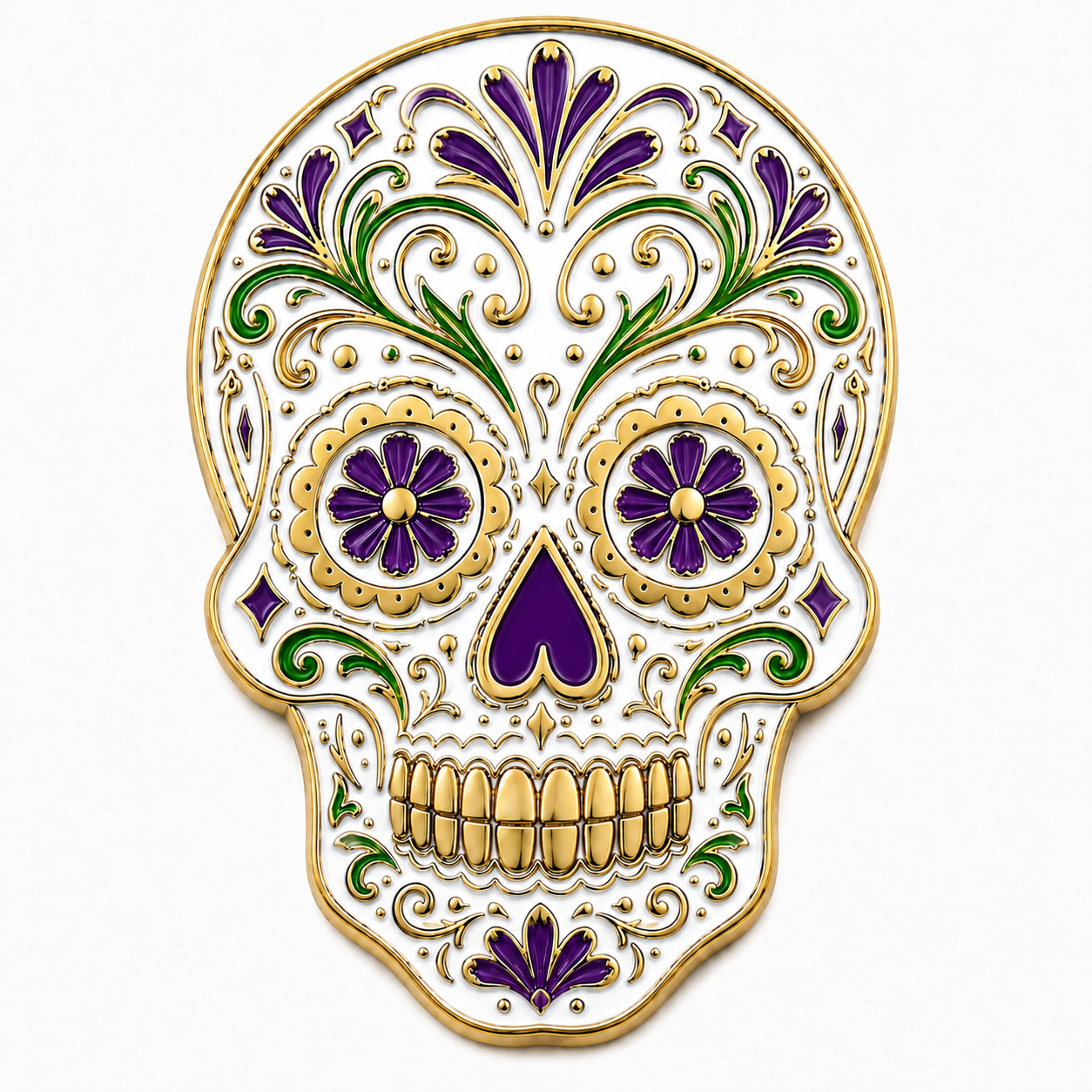 Sugar Skull - Gold, Purple, Green