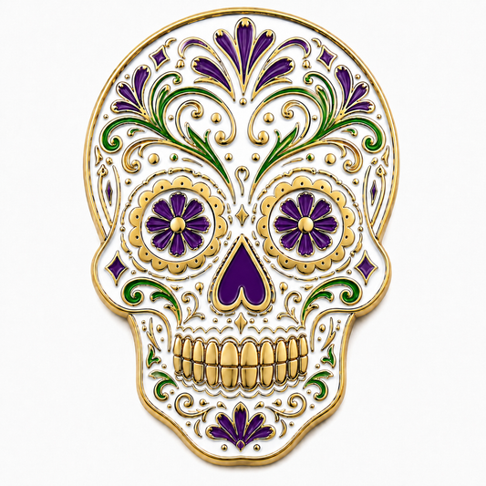 Sugar Skull - Gold, Purple, Green